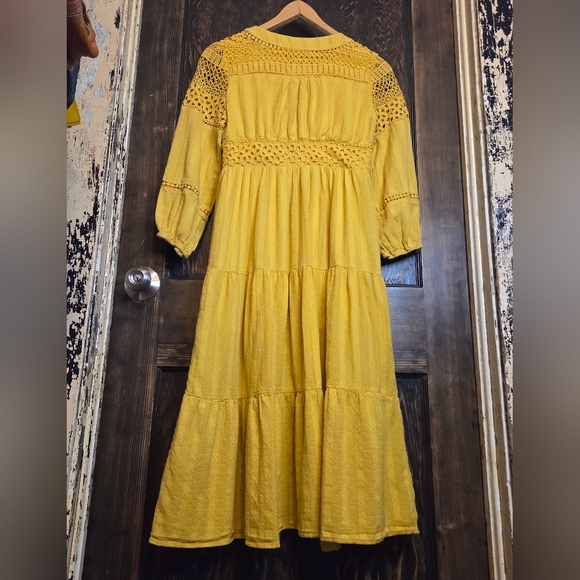 Diane Von Furstenberg 'Gigi' Mustard Yellow Long Sleeve Embroidered Lace Dress - Picture 10 of 13